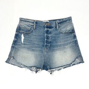 FRAME high rise Le Original Chloe Tulip cotton frayed cutoff denim shorts 27